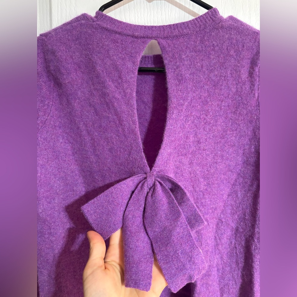 Oats by Cashmere Debra Hayburn Cashmere Open Tie Back Purple Sweater Size Small - Picture 5 of 6